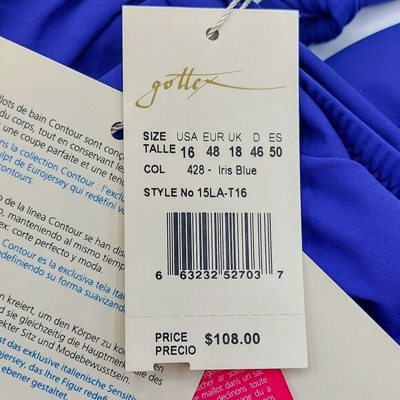 New! Gottex Halter Wrap Front Top Women's Size 16 Purple Shirred Padded Cups - Picture 3 of 7